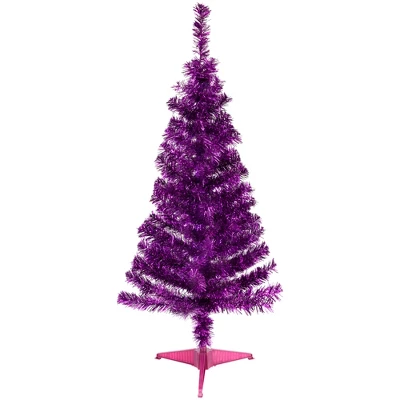 Northlight 4' Purple Artificial Tinsel Christmas Tree, Unlit 3 Northlight 4' Purple Artificial Tinsel Christmas Tree, Unlit