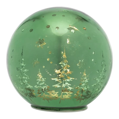 Northlight LED Lighted Pine Trees And Snowflakes Glass Globe Christmas Decoration - 6" 5 Northlight LED Lighted Pine Trees And Snowflakes Glass Globe Christmas Decoration - 6" - Image 3