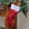 Northlight 20-Inch Red And Silver Glitter Snowflakes Christmas Stocking With A Faux Fur Accent -Northlight GUEST 49f18bcc 4d1e 4d0f 8d9a 25e8c1c0e855