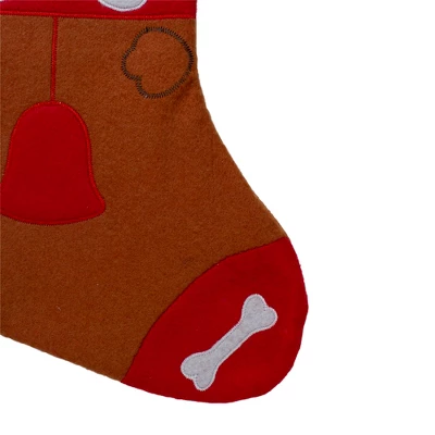Northlight 17" Red And Brown "DOG" Embroidered Christmas Stocking With Cuff 5 Northlight 17" Red And Brown "DOG" Embroidered Christmas Stocking With Cuff - Image 3