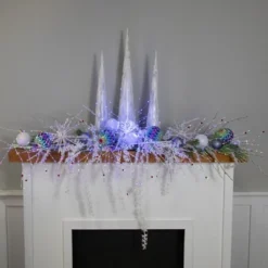 Northlight 20" LED Lighted Firework Silver Branch Christmas Decoration - Blue Lights