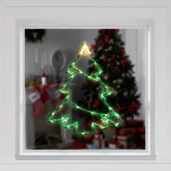 Northlight Lighted Christmas Tree Window Silhouette Decoration - 15" - Green And Yellow Lights -Northlight GUEST 4b662294 9ce7 451f b30d 26c6099bc4f0