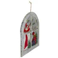 Northlight White Rustic "Let It Snow" Snowman Glass Window Scene Christmas Wall Decor