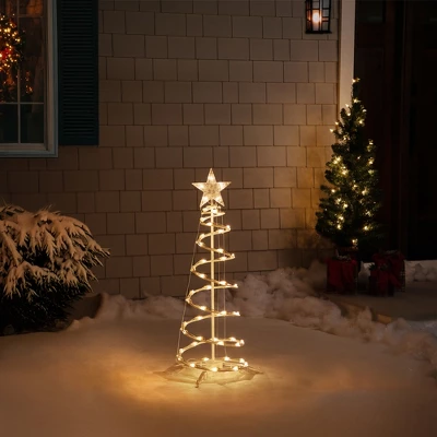 Northlight Lighted Outdoor Spiral Christmas Cone Tree With Star - 3' - Clear Lights 4 Northlight Lighted Outdoor Spiral Christmas Cone Tree With Star - 3' - Clear Lights - Image 2