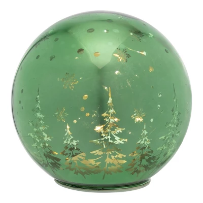 Northlight LED Lighted Pine Trees And Snowflakes Glass Globe Christmas Decoration - 6" 4 Northlight LED Lighted Pine Trees And Snowflakes Glass Globe Christmas Decoration - 6" - Image 2