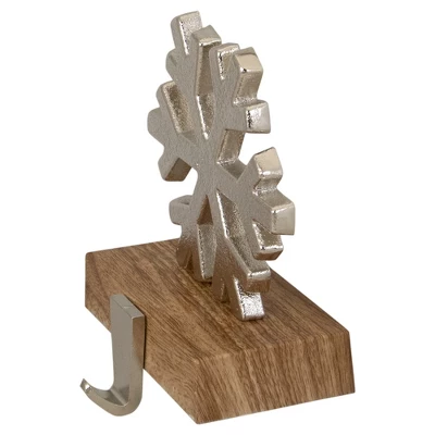 Northlight 6" Silver Snowflake On Wood Look Base Christmas Stocking Holder 5 Northlight 6" Silver Snowflake On Wood Look Base Christmas Stocking Holder - Image 3