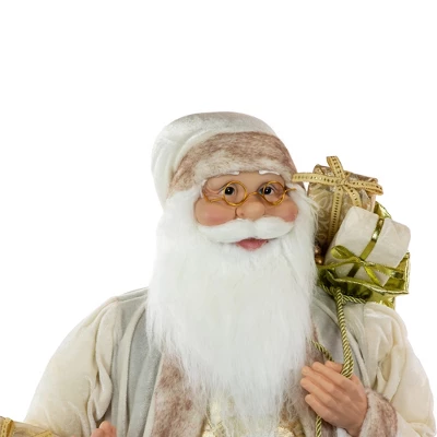 Northlight 36" Winter White And Ivory Santa Claus With Gift Bag Christmas Figure 6 Northlight 36" Winter White And Ivory Santa Claus With Gift Bag Christmas Figure - Image 4