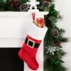 Northlight 20" Red And White Velveteen Santa Claus Belt Buckle Christmas Stocking -Northlight GUEST 55a07700 1cc1 45f8 98cb 543c508518dc