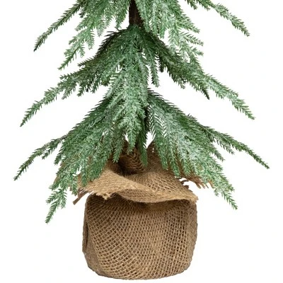 Northlight Mini Icy Pine Christmas Tree In Burlap Base - 24" - Unlit 5 Northlight Mini Icy Pine Christmas Tree In Burlap Base - 24" - Unlit - Image 3