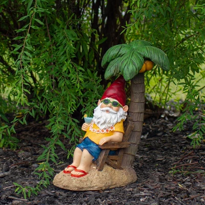 Northlight 12.25" Tropical Gnome With Palm Tree Outdoor Garden Statue 3 Northlight 12.25" Tropical Gnome With Palm Tree Outdoor Garden Statue