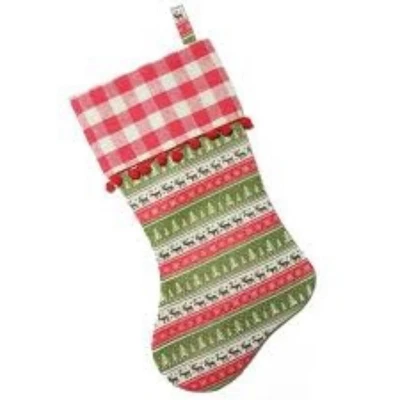Northlight 19" Red And Green Rustic Lodge Christmas Stocking 4 Northlight 19" Red And Green Rustic Lodge Christmas Stocking - Image 2