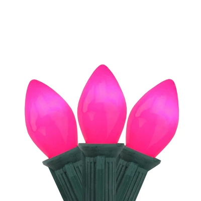 Northlight Opaque C7 Christmas String Lights - Fuscia Pink - 24' Green Wire - 25ct 3 Northlight Opaque C7 Christmas String Lights - Fuscia Pink - 24' Green Wire - 25ct