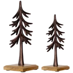 Northlight Trees On Wood Base Metal Christmas Decorations - 11.5" - Bronze - Set Of 2 -Northlight GUEST 5be37211 dc3e 4daf 9377 265b067801cc