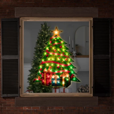 Northlight 22.5" Lighted Christmas Tree With Presents Window Silhouette 4 Northlight 22.5" Lighted Christmas Tree With Presents Window Silhouette - Image 2