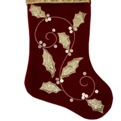 Northlight 20.5-Inch Velvet Gold And Maroon Etched Cuff Christmas Stocking -Northlight GUEST 5f15494d f465 4830 bf96 41f65085e7a6