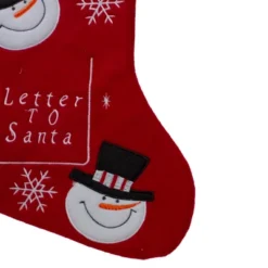 Northlight 19" Red And White Embroidered Snowmen Letter To Santa Christmas Stocking -Northlight GUEST 5f5c78d3 6d30 40cc 8720 4d27ebdbe7f0