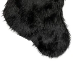 Northlight Sable Faux Fur Christmas Stocking With Pom Poms - 20.5" - Black -Northlight GUEST 64561481 3da5 4726 8cc9 0cadac345347