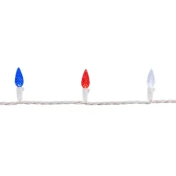 Northlight Patriotic LED C6 Faceted Christmas Lights - Red, White And Blue - 16.5' White Wire - 50ct -Northlight GUEST 6467e2dc 63af 4e95 a0da 6802419d2b95