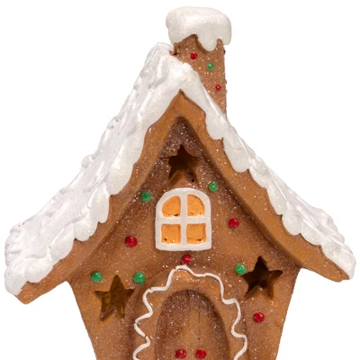 Northlight LED Lighted Gingerbread House With Star Windows Christmas Decoration - 7.25" 6 Northlight LED Lighted Gingerbread House With Star Windows Christmas Decoration - 7.25" - Image 4