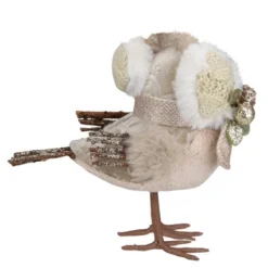 Northlight 6" Beige And White Plush Bird In Earmuffs Christmas Figure -Northlight GUEST 65450800 8324 4d67 aad1 c46e66535d6e