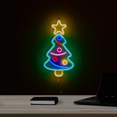 Northlight 15" LED Lighted Neon Christmas Tree Wall Sign 3 Northlight 15" LED Lighted Neon Christmas Tree Wall Sign