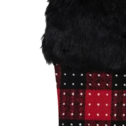 Northlight 21.5" Red And Black Plaid With Dots And Faux Fur Cuff Christmas Stocking -Northlight GUEST 67d786d9 4fb4 4f09 a1c0 103c930bc3e5