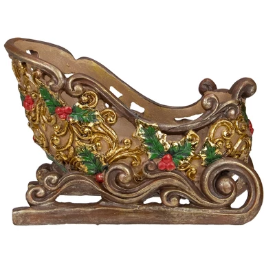 Northlight 8.75" Brown And Gold Sleigh Tabletop Christmas Decoration 4 Northlight 8.75" Brown And Gold Sleigh Tabletop Christmas Decoration - Image 2