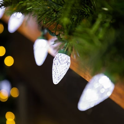 Northlight 100ct Pure White Faceted LED C9 Christmas Lights - 67ft Green Wire 3 Northlight 100ct Pure White Faceted LED C9 Christmas Lights - 67ft Green Wire