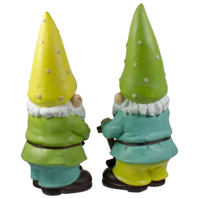 Northlight Set Of 2 Green And Yellow Gnome Outdoor Garden Statues 12.25" 6 Northlight Set Of 2 Green And Yellow Gnome Outdoor Garden Statues 12.25" - Image 4