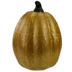 Northlight 9.75" Gold And Orange Greek Key Textured Autumn Pumpkin Tabletop Decoration -Northlight GUEST 72a288b4 a2e8 48eb a9d5 de43af8447b6