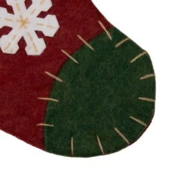 Northlight 20" Green And Red Snowflake Christmas Stocking With Blanket Stitching -Northlight GUEST 7379dce2 0c9f 4749 a502 09ebeebdd90a