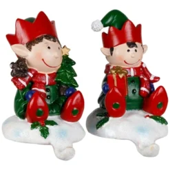 Northlight Festive Elves Christmas Stocking Holders - 5" - Set Of 2 -Northlight GUEST 73c66e66 04fd 4d50 acbe bd972b1675d1