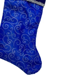 Northlight 20.5" Royal Blue And Silver Swirl Christmas Stocking With Velveteen Cuff -Northlight GUEST 78e13522 108a 421a 8596 6bd022e4155e