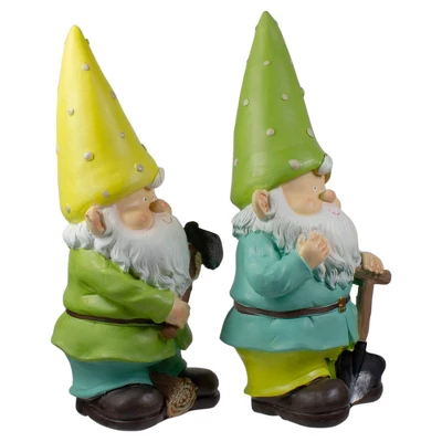 Northlight Set Of 2 Green And Yellow Gnome Outdoor Garden Statues 12.25" 5 Northlight Set Of 2 Green And Yellow Gnome Outdoor Garden Statues 12.25" - Image 3