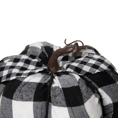 Northlight 7" Black And White Buffalo Plaid Fall Harvest Tabletop Pumpkin 4 Northlight 7" Black And White Buffalo Plaid Fall Harvest Tabletop Pumpkin - Image 2
