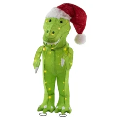 Northlight LED Lighted Tinsel Santa T-Rex Dinosaur Outdoor Christmas Decoration - 30" - Warm White -Northlight GUEST 7d0a0269 e320 4523 8efb 3d796dc84120