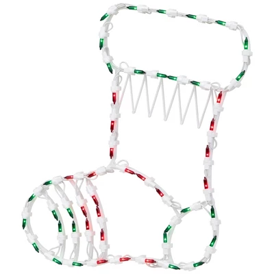 Northlight Lighted Stocking Silhouette Window Christmas Decoration - 18" - Red And Green 6 Northlight Lighted Stocking Silhouette Window Christmas Decoration - 18" - Red And Green - Image 4