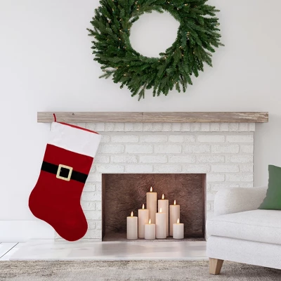 Northlight Velveteen Santa Claus Belt Buckle Commercial Christmas Stocking - 48" - Red And White 3 Northlight Velveteen Santa Claus Belt Buckle Commercial Christmas Stocking - 48" - Red And White