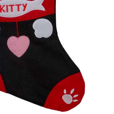 Northlight 19.5" Black And Red Embroidered Kitty Cat Christmas Stocking 4 Northlight 19.5" Black And Red Embroidered Kitty Cat Christmas Stocking - Image 2