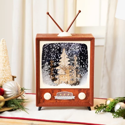 Northlight LED Lighted Musical Snowing Reindeer TV Set Christmas Decoration - 12" 3 Northlight LED Lighted Musical Snowing Reindeer TV Set Christmas Decoration - 12"