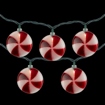 Northlight 10 Count Peppermint Candy Christmas Light Set, 6ft Green Wire 5 Northlight 10 Count Peppermint Candy Christmas Light Set, 6ft Green Wire - Image 3