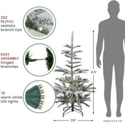 Northlight Real Touch™️ Pre-Lit Slim Flocked Nordmann Fir Artificial Christmas Tree - 4.5' - Warm Clear LED Lights 12 Northlight Real Touch™️ Pre-Lit Slim Flocked Nordmann Fir Artificial Christmas Tree - 4.5' - Warm Clear LED Lights -Northlight GUEST 8667c1f7 41c7 41d2 9f61 fd0994db4d47