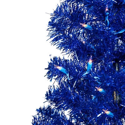 Northlight Pre-Lit Artificial Tinsel Christmas Tree - 3' - Blue - Clear Lights 5 Northlight Pre-Lit Artificial Tinsel Christmas Tree - 3' - Blue - Clear Lights - Image 3