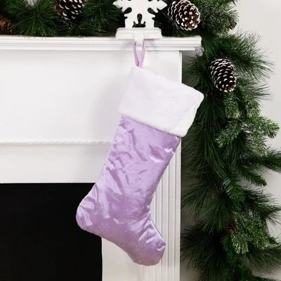 Northlight 20" Purple And White Glittered Snowflake Christmas Stocking With Cuff 3 Northlight 20" Purple And White Glittered Snowflake Christmas Stocking With Cuff