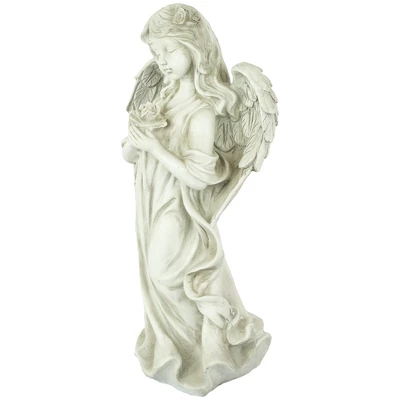 Northlight 17" Peaceful Angel Holding A Rose Outdoor Garden Statue 5 Northlight 17" Peaceful Angel Holding A Rose Outdoor Garden Statue - Image 3