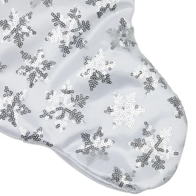 Northlight 19 White And Silver Sequin Snowflake Christmas Stocking 6 Northlight 19 White And Silver Sequin Snowflake Christmas Stocking - Image 4