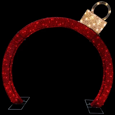 Northlight 4.25' Red LED Lighted Ornament Arch Outdoor Christmas Decoration - Warm White Lights 8 Northlight 4.25' Red LED Lighted Ornament Arch Outdoor Christmas Decoration - Warm White Lights - Image 6