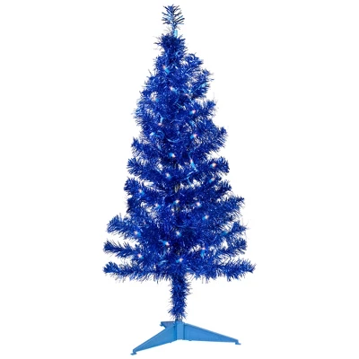 Northlight Pre-Lit Artificial Tinsel Christmas Tree - 3' - Blue - Clear Lights 3 Northlight Pre-Lit Artificial Tinsel Christmas Tree - 3' - Blue - Clear Lights