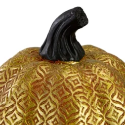 Northlight 9.75" Gold And Orange Greek Key Textured Autumn Pumpkin Tabletop Decoration -Northlight GUEST 94de604f 0f97 4c32 b582 722660464fd9