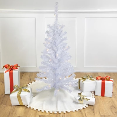 Northlight Pre-Lit Slim Woodbury White Pine Artificial Christmas Tree - 3' - Clear Lights 3 Northlight Pre-Lit Slim Woodbury White Pine Artificial Christmas Tree - 3' - Clear Lights